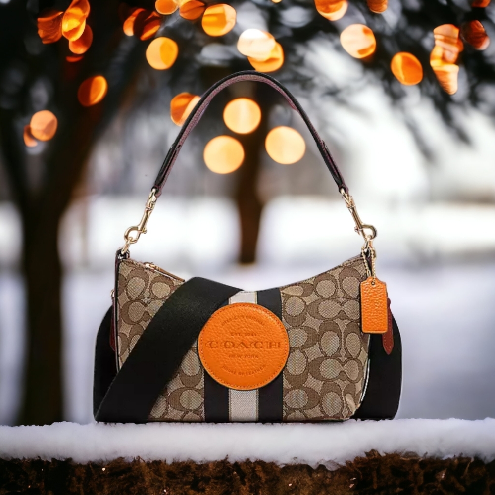 Coach Dempsey Shoulder Bag in Signature Jacquard With Stripe and Patch - Picture 13 of 13